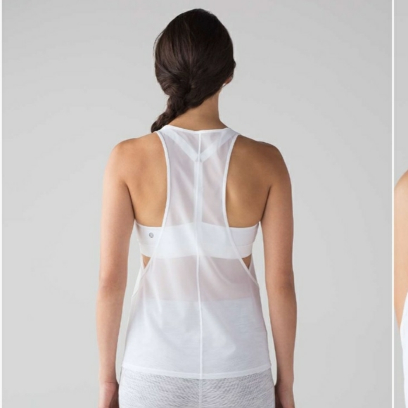 White mesh lululemon light n breezy tank - Picture 3 of 4